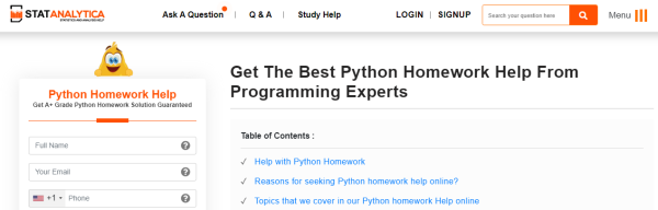 STATANALYTICA - python assignment help