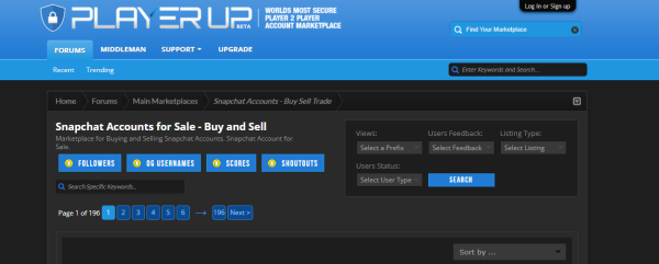 PlayerUp - buy snapchat accounts