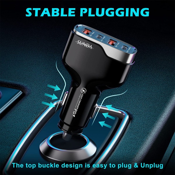 SUNDA 60W USB C Fast Car Charger