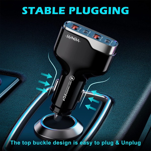 SUNDA 60W USB C Fast Car Charger