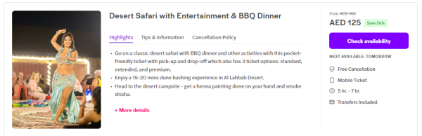 Desert Safari with Entertainment & BBQ Dinner