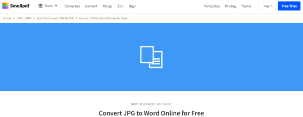 Smallpdf - JPG to word converter